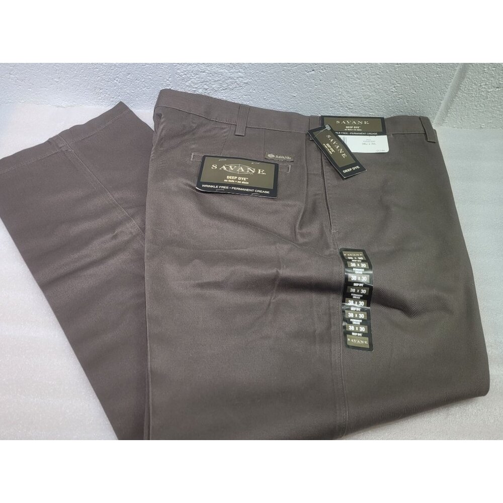 New Savane Mens Pants Deep Dye No Stain No Fade Wrinkle Free Birch 38x30